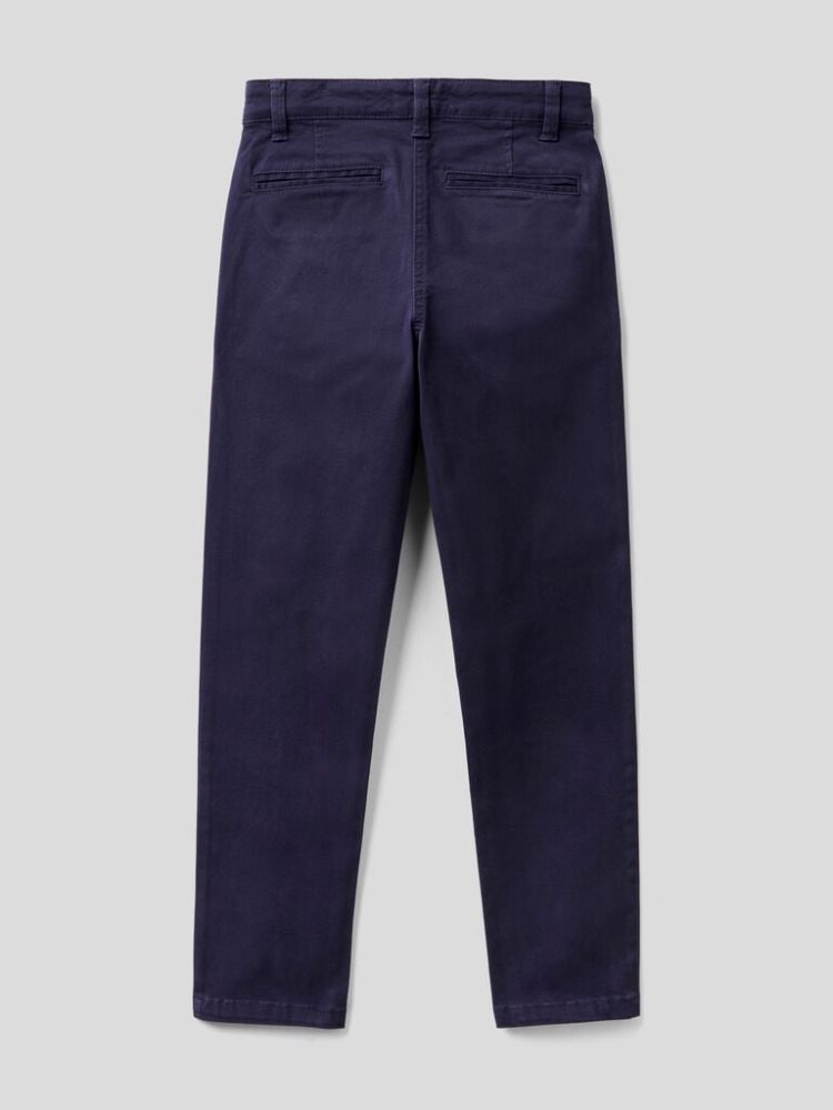 Benetton Stretch Katoenen Slim Fit Chinos Kinderen Donkerblauw | BE341859