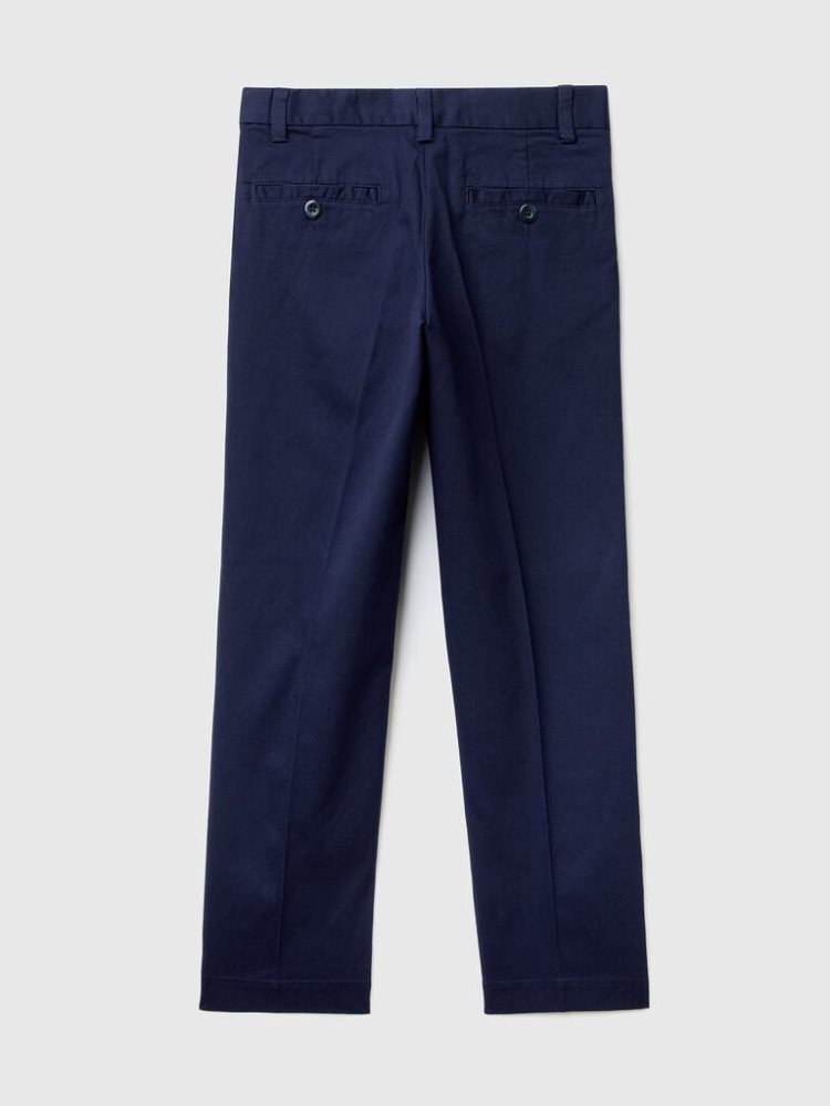 Benetton Stretch Katoenen Slim Fit Chinos Kinderen Donkerblauw | BE842219