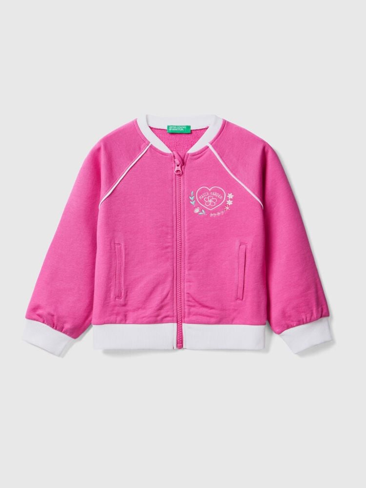 Benetton Stretch Katoenen Zip Sweatshirt Kinderen Fuchsie | BE649506