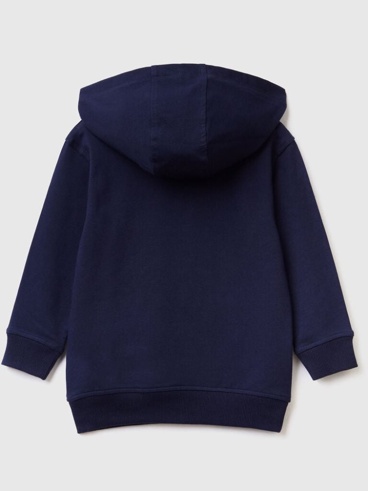 Benetton Stretch Organic Katoenen Hoodie Kinderen Donkerblauw | BE330315