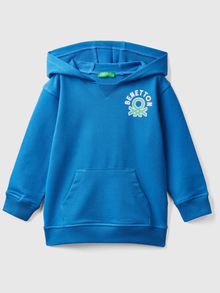 Benetton Stretch Organic Katoenen Hoodie Kinderen Blauw | BE826094