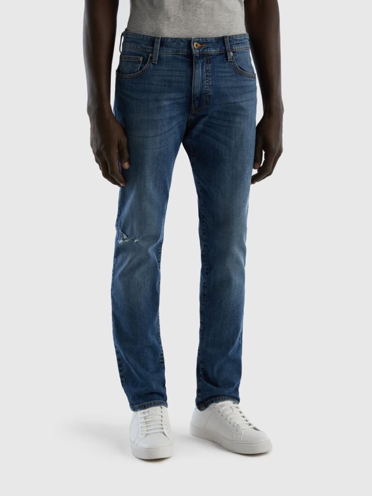 Benetton Stretch Slim Fit Jeans Heren Donkerblauw | BE365471