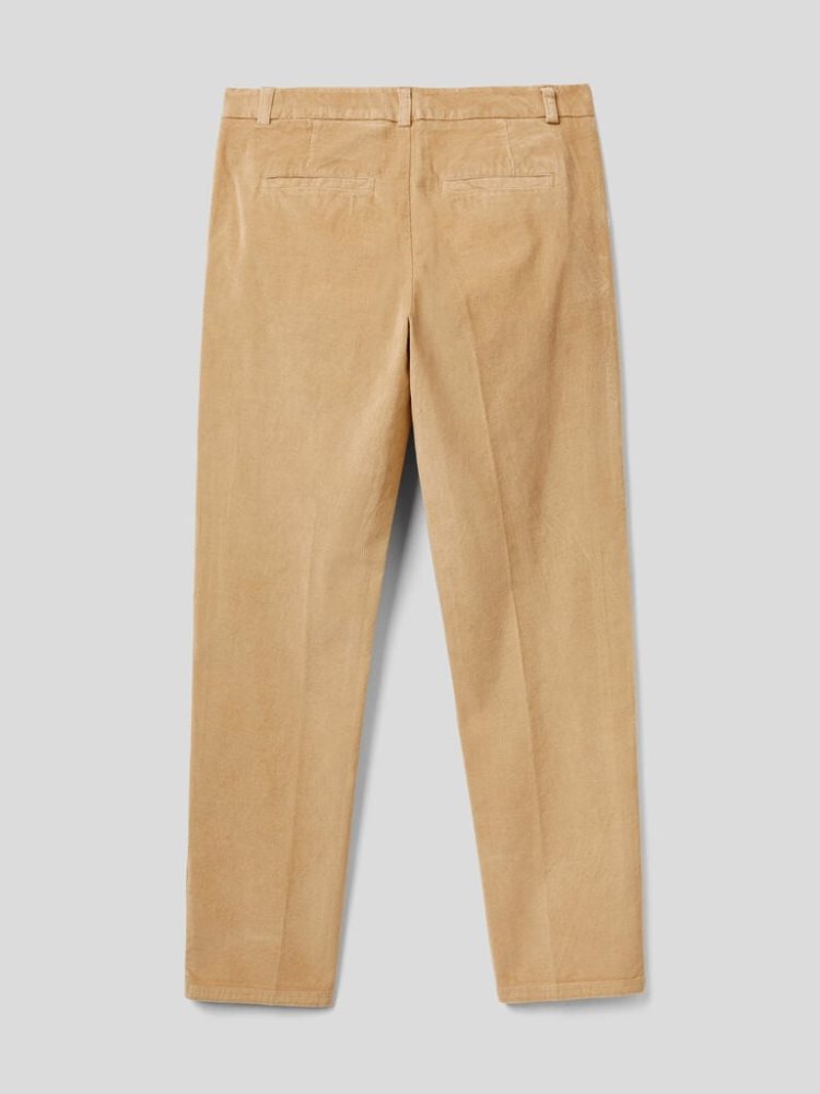 Benetton Stretch Velvet Chinos Dames Beige | BE281116