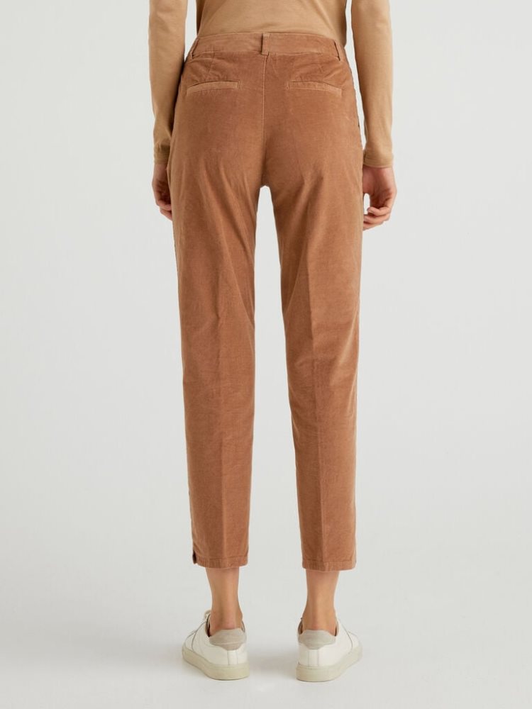 Benetton Stretch Velvet Chinos Dames Camel | BE160608