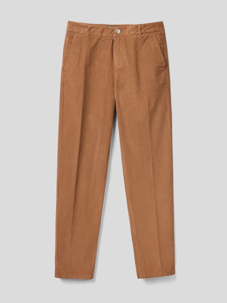 Benetton Stretch Velvet Chinos Dames Camel | BE160608