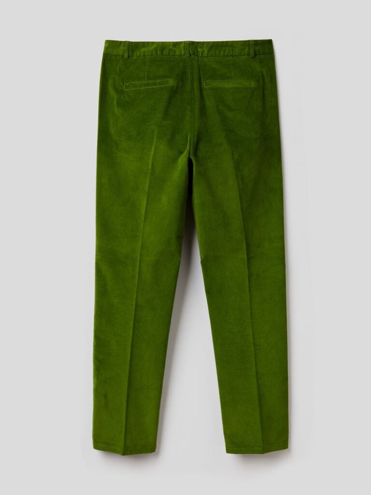 Benetton Stretch Velvet Chinos Dames Olijfgroen Groen | BE105572