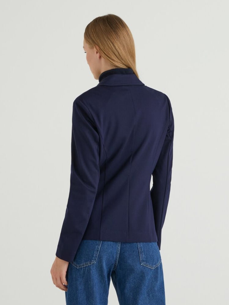 Benetton Stretch Viscose Blend Blazer Dames Donkerblauw | BE292241