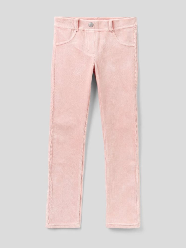 Benetton Super Mager Chenille Broek Kinderen Roze | BE075772