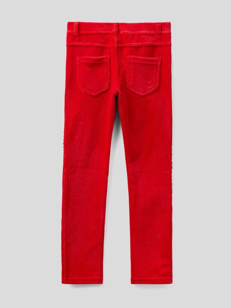 Benetton Super Mager Chenille Broek Kinderen Rood | BE260955