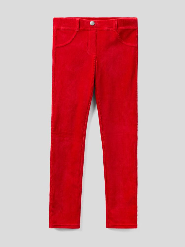 Benetton Super Mager Chenille Broek Kinderen Rood | BE260955