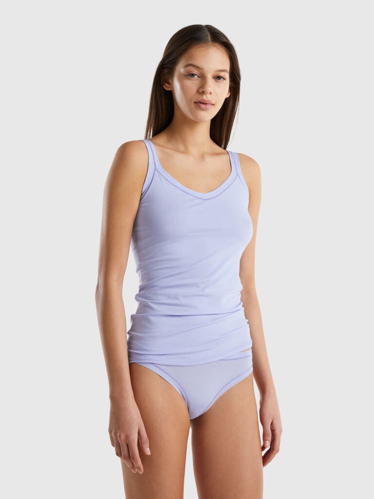 Benetton Super Stretch Organic Katoenen Tanktop Dames Lavendel | BE040039