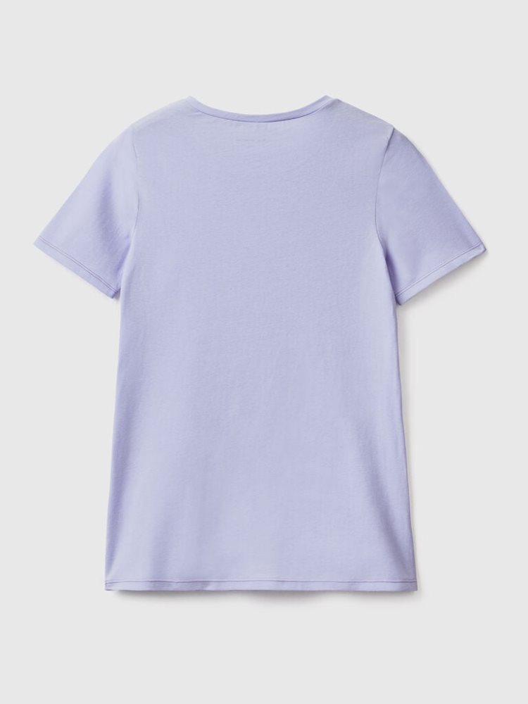 Benetton Super Stretch Organic Katoenen T-shirts Dames Lavendel | BE301223