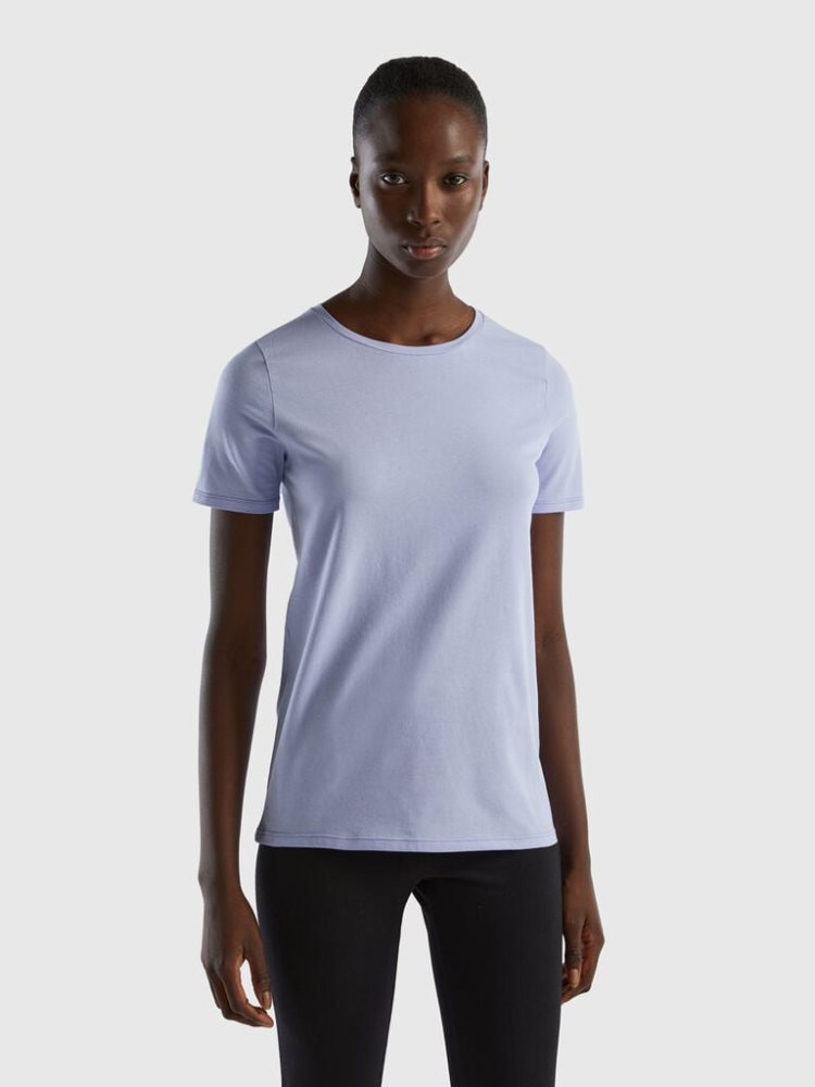 Benetton Super Stretch Organic Katoenen T-shirts Dames Lavendel | BE301223