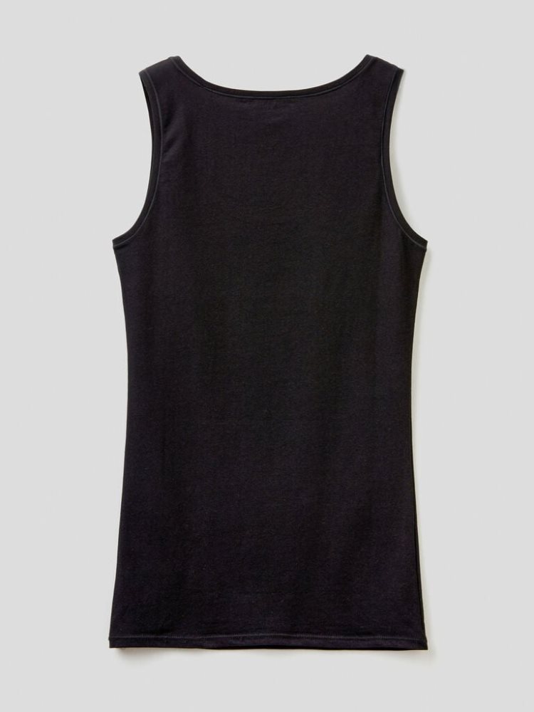 Benetton Super Stretch Organic Katoenen Tanktop Dames Zwart | BE430041