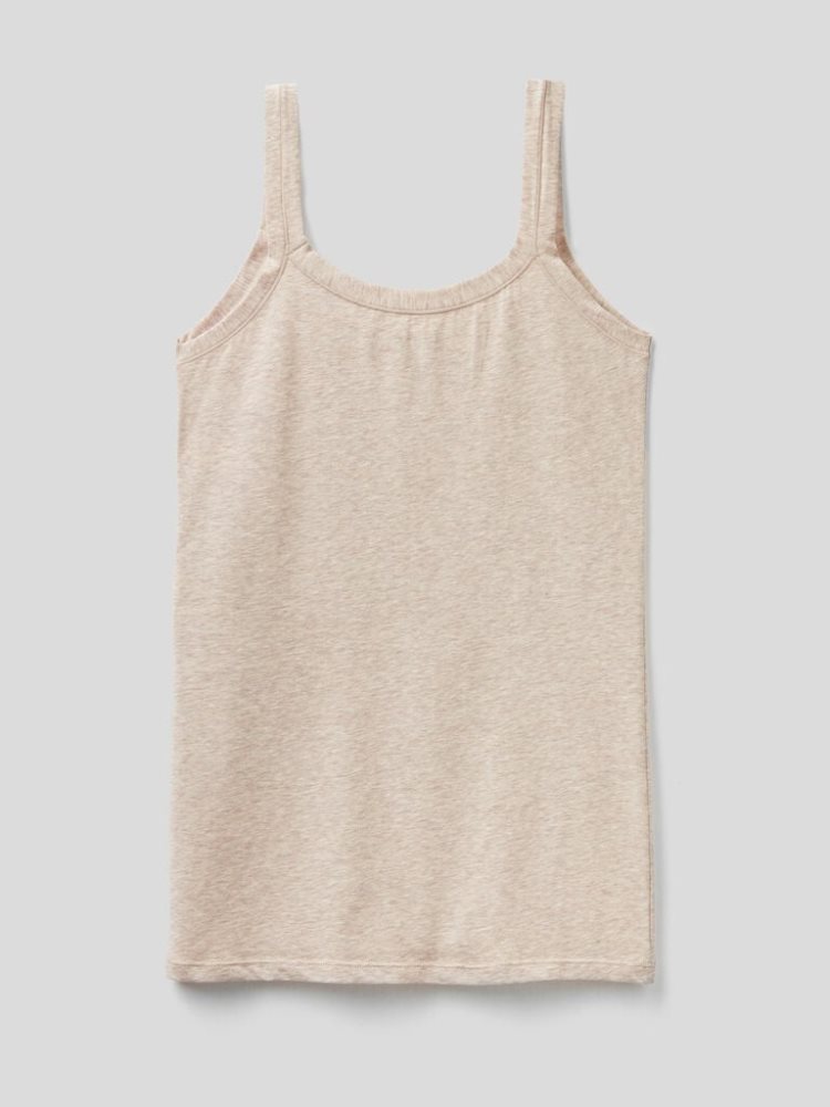 Benetton Super Stretch Organic Katoenen Tanktop Dames Beige | BE589655