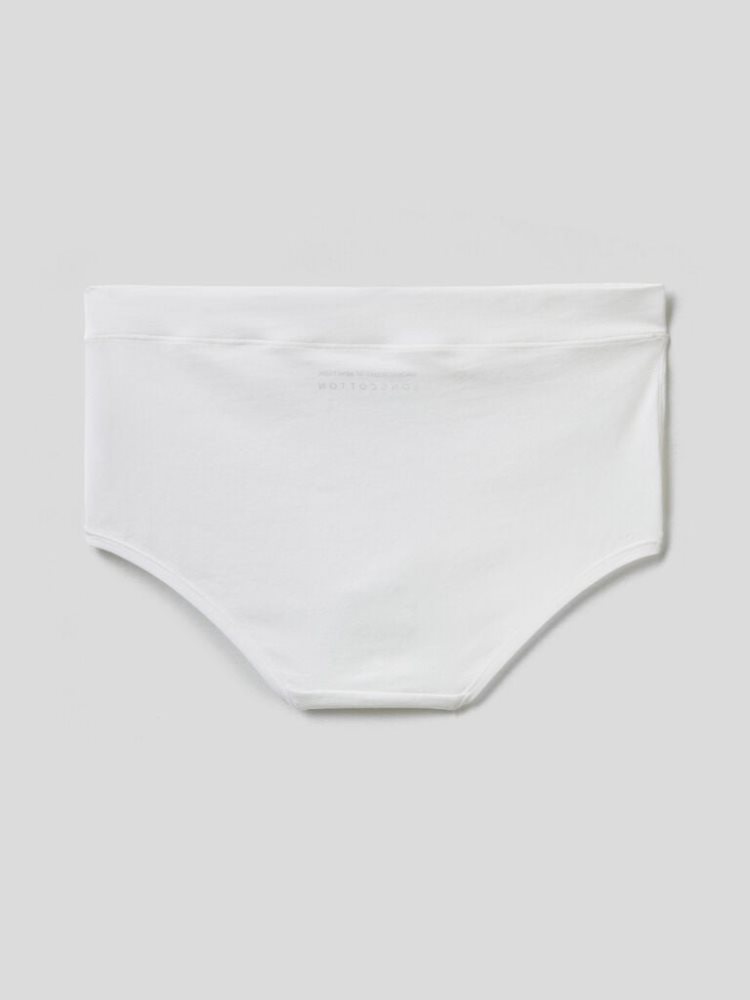 Benetton Super Stretch Organic Katoenen Knickers Dames Wit | BE594997