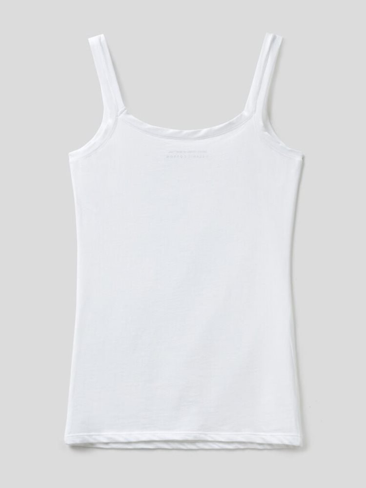 Benetton Super Stretch Organic Katoenen Tanktop Dames Wit | BE609344