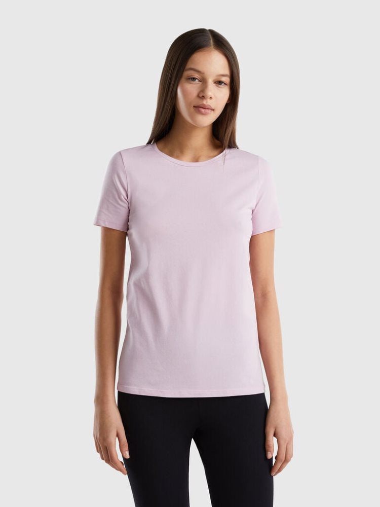 Benetton Super Stretch Organic Katoenen T-shirts Dames Lilac | BE768974