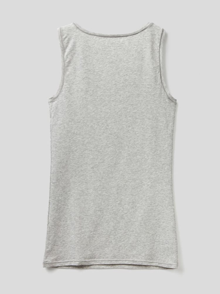 Benetton Super Stretch Organic Katoenen Tanktop Dames Lichtgrijs | BE923061