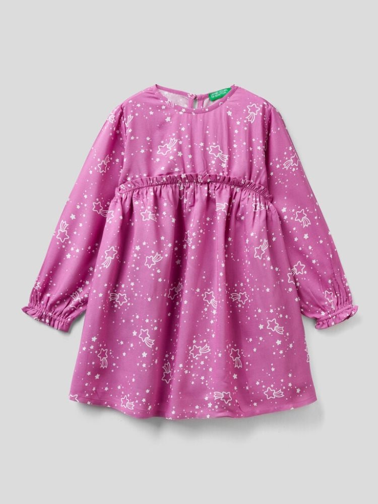 Benetton Sustainable Viscose Jurken Kinderen Fuchsie | BE127352