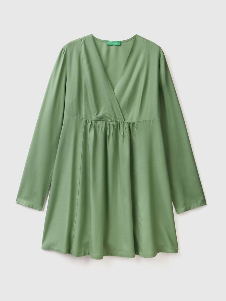 Benetton Sustainable Viscose Kort Jurken Dames Groen | BE661387