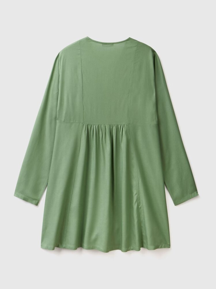 Benetton Sustainable Viscose Kort Jurken Dames Groen | BE661387