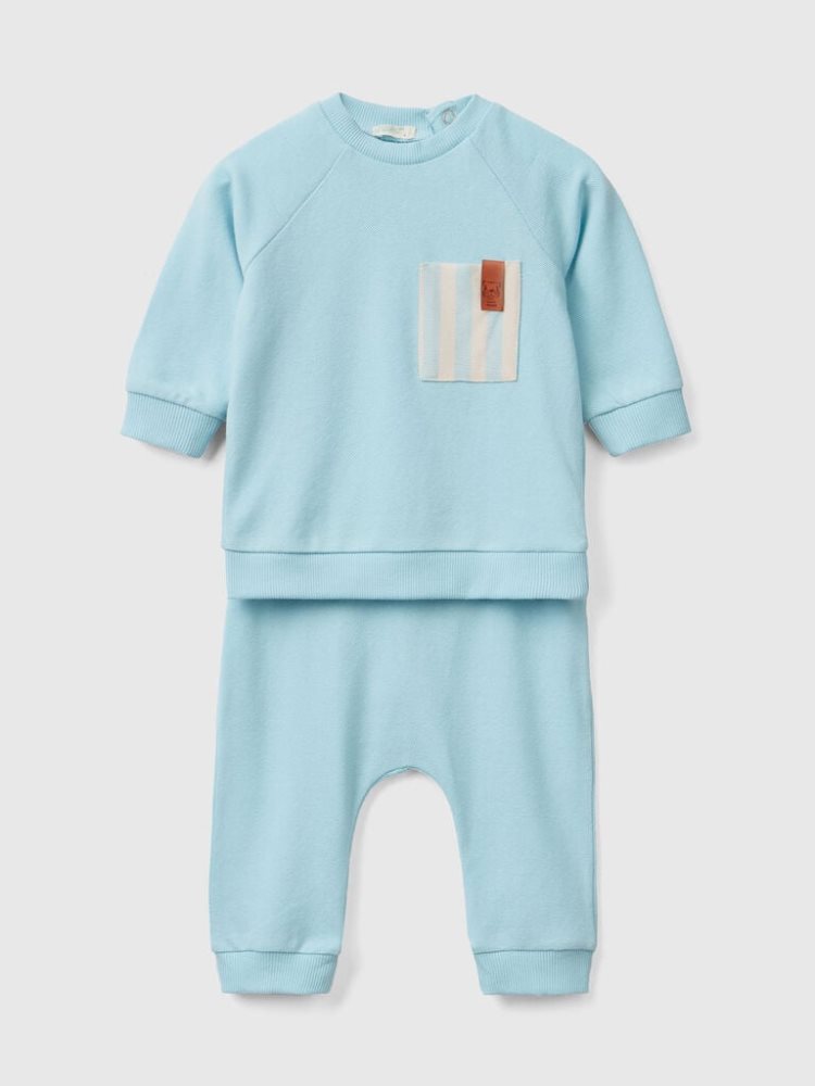 Benetton Sweatshirt And Trousers Set Dungarees Kinderen Turquoise | BE131111