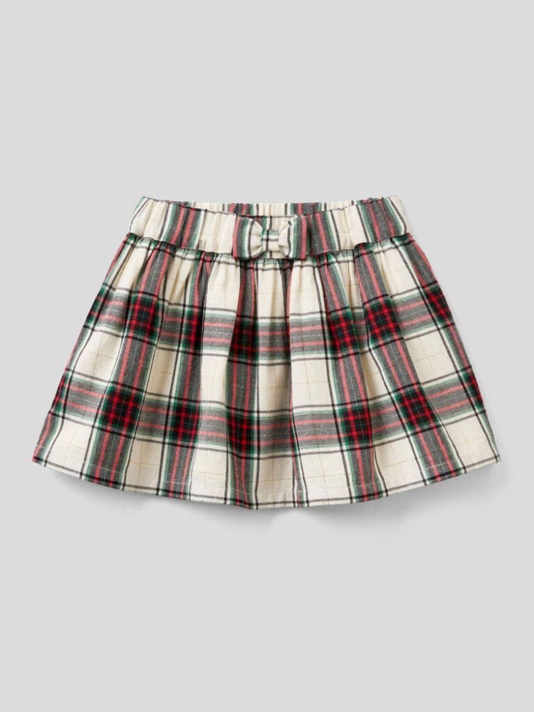 Benetton Tartan Flannel Rokken Kinderen Wit | BE258127