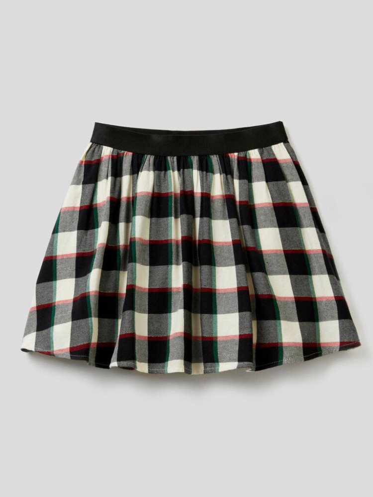 Benetton Tartan Flannel Rokken Kinderen Zwart | BE450076