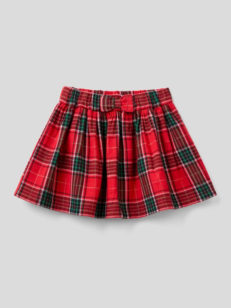 Benetton Tartan Flannel Rokken Kinderen Rood | BE736454