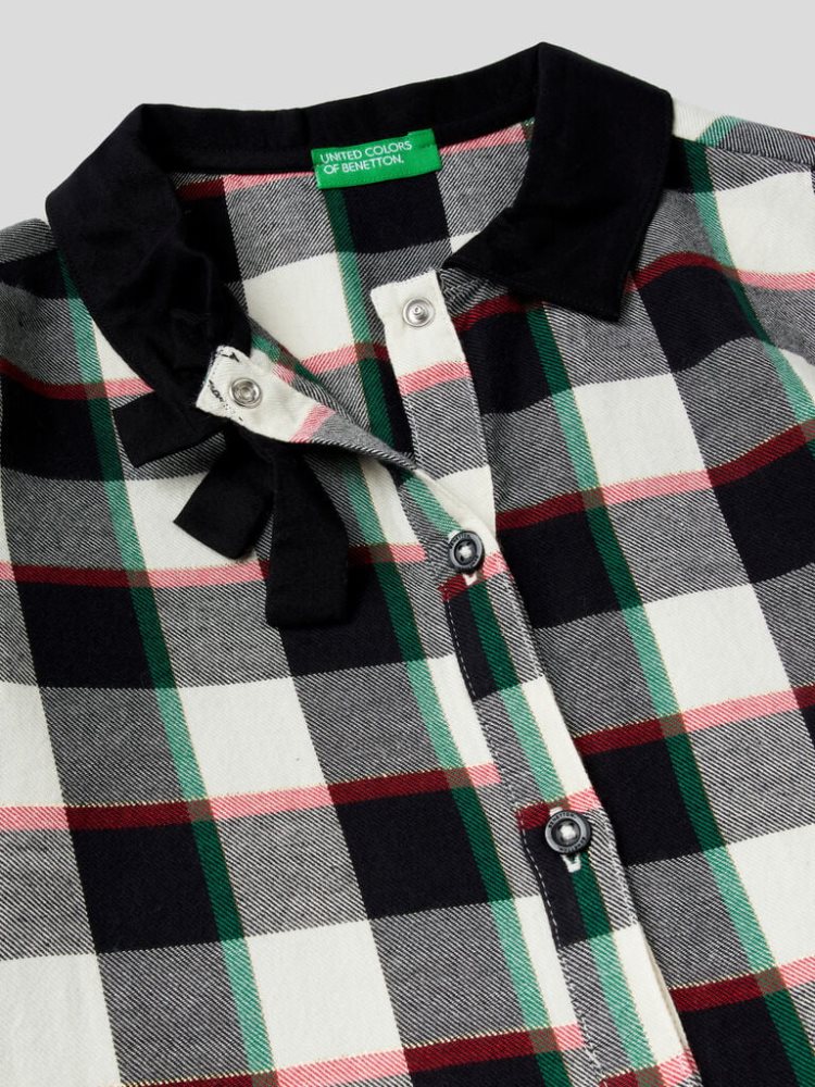 Benetton Tartan Shirt Jurken Flannel Jurken Kinderen Zwart | BE232392