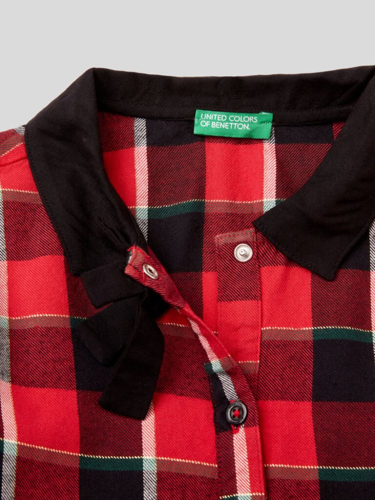 Benetton Tartan Shirt Jurken Flannel Jurken Kinderen Rood | BE442392