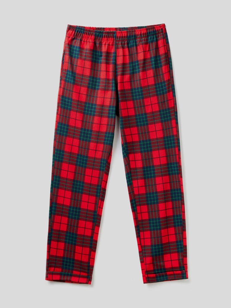 Benetton Tartan Warm Katoenen Broek Heren Rood | BE988965