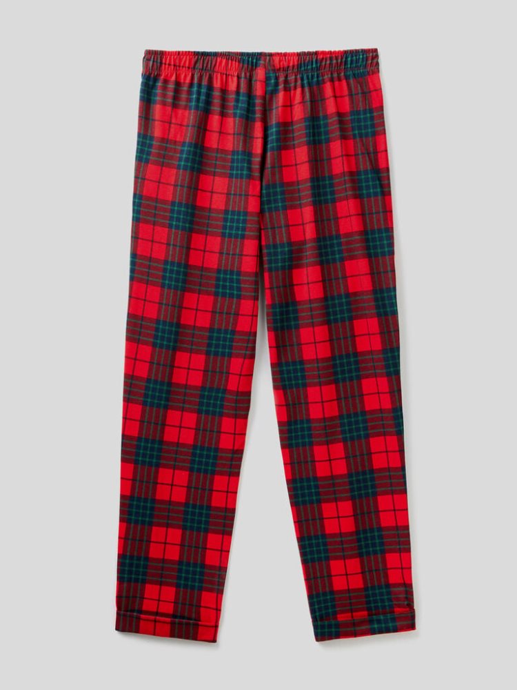 Benetton Tartan Warm Katoenen Broek Heren Rood | BE988965