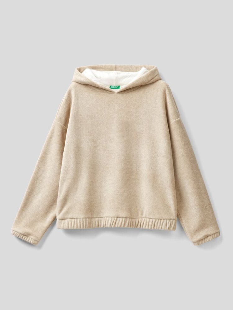 Benetton Teddy Bear Hood Sweatshirt Dames Beige | BE543019