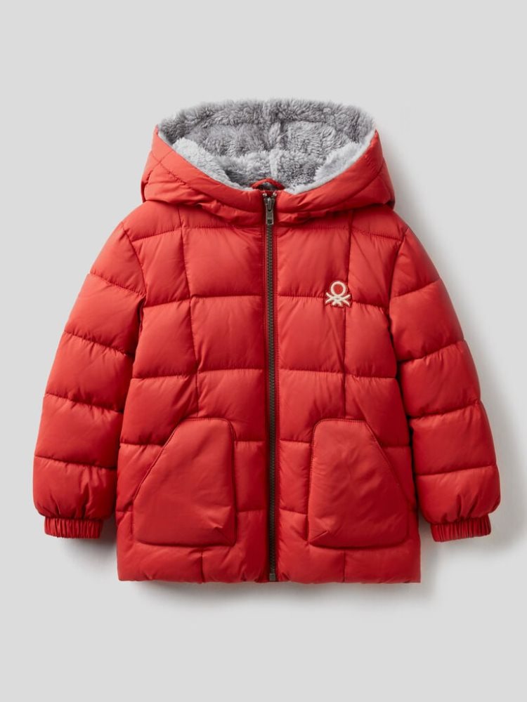 Benetton Teddy Interior Padded Jackets Kinderen Rood | BE245069