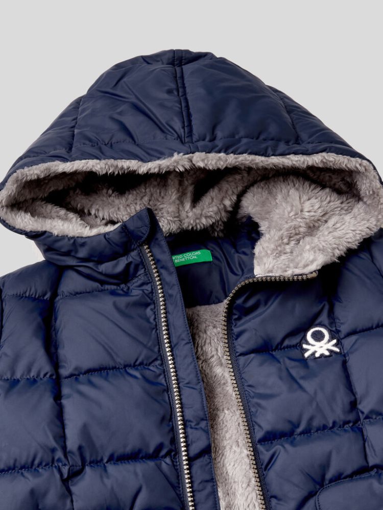 Benetton Teddy Interior Padded Jackets Kinderen Donkerblauw | BE255706