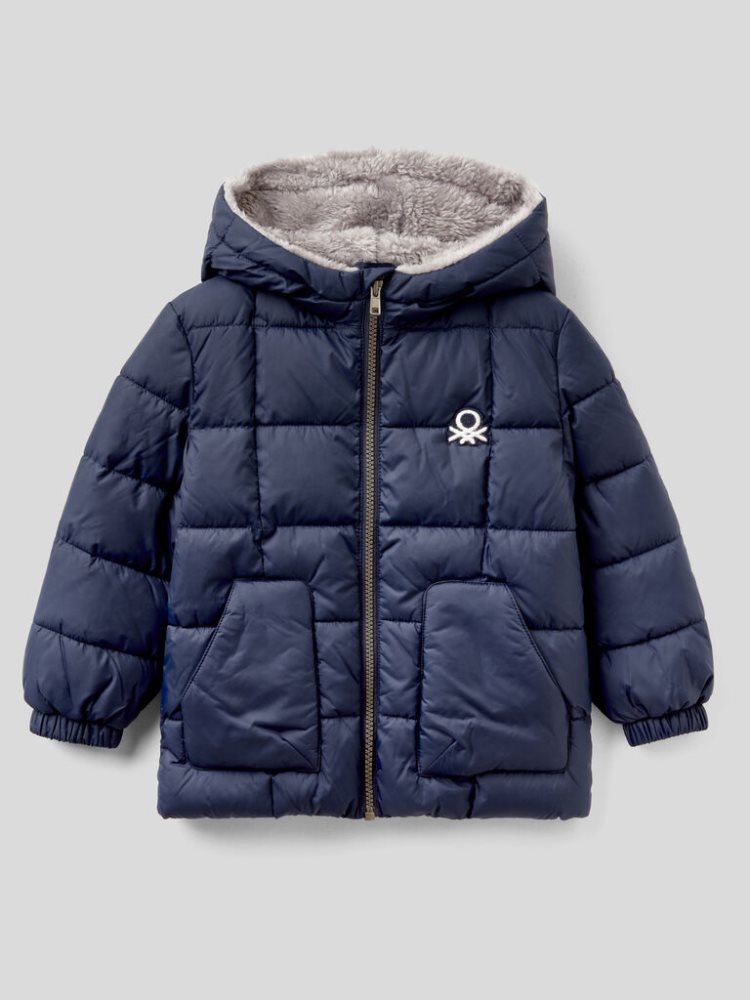 Benetton Teddy Interior Padded Jackets Kinderen Donkerblauw | BE255706