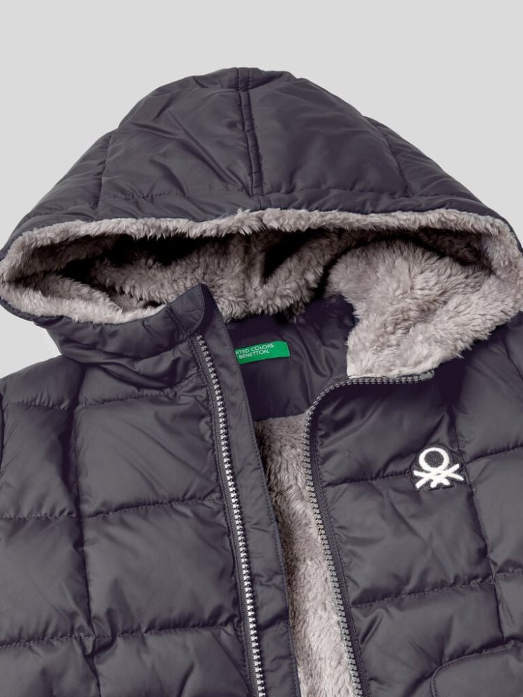 Benetton Teddy Interior Padded Jackets Kinderen Donkergrijs | BE389603