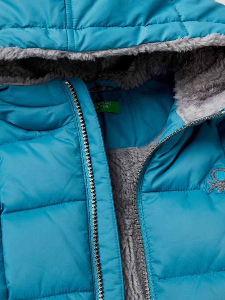 Benetton Teddy Interior Padded Jackets Kinderen Lichtblauw | BE448282