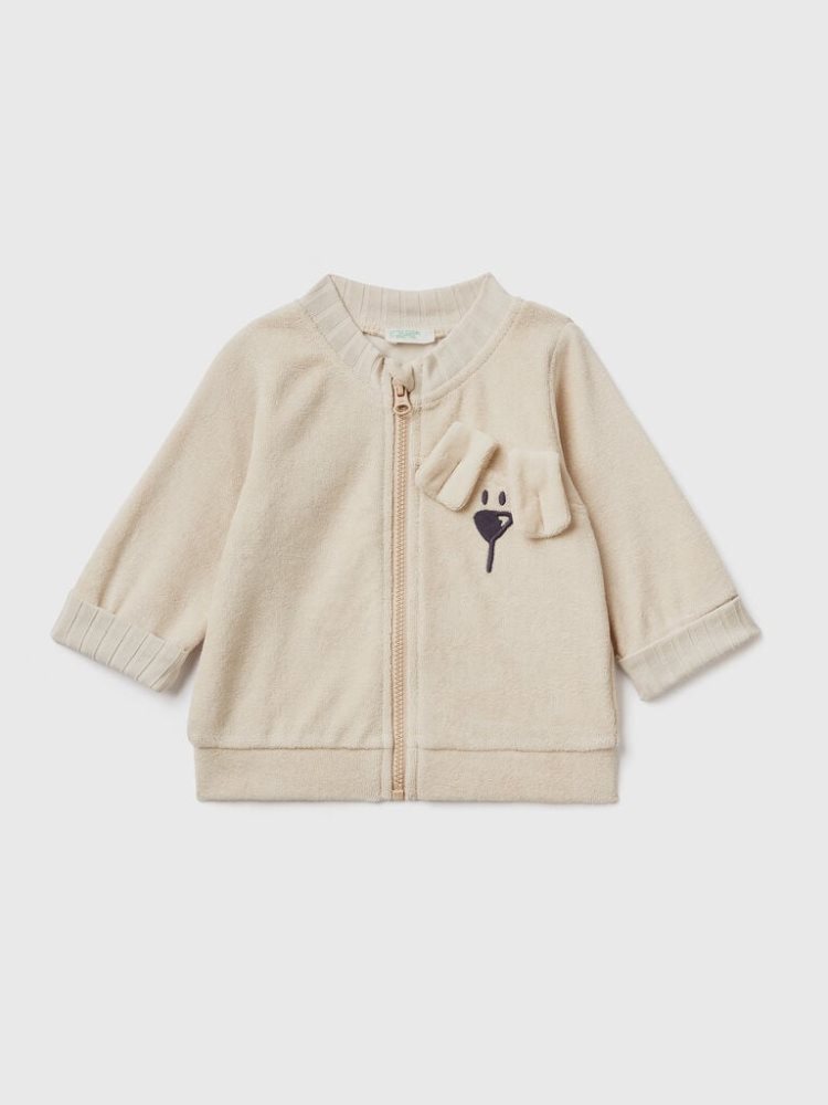 Benetton Terry Zip Sweatshirt Kinderen Beige | BE981718