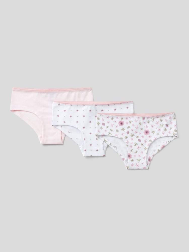 Benetton Three Pairs Of Stretch Katoenen Slips Kinderen Roze | BE274682