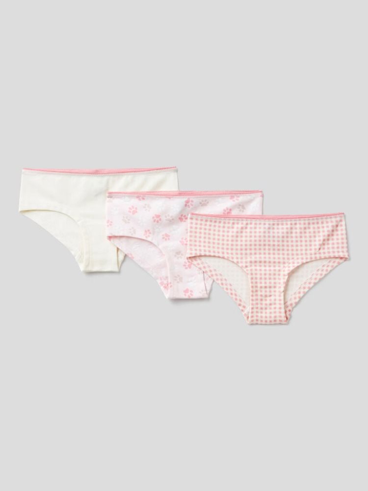 Benetton Three Pairs Of Stretch Katoenen Slips Kinderen Roze | BE432401