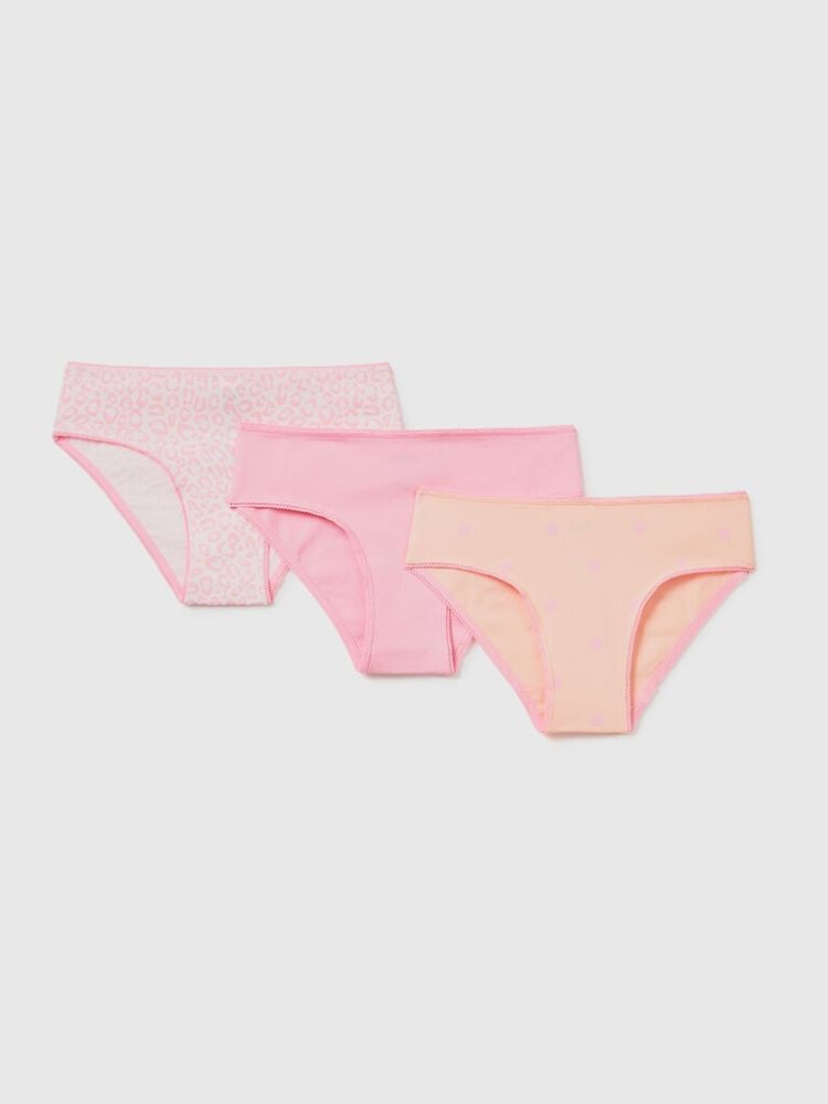 Benetton Three Pairs Of Stretch Katoenen Slips Kinderen Roze | BE471950