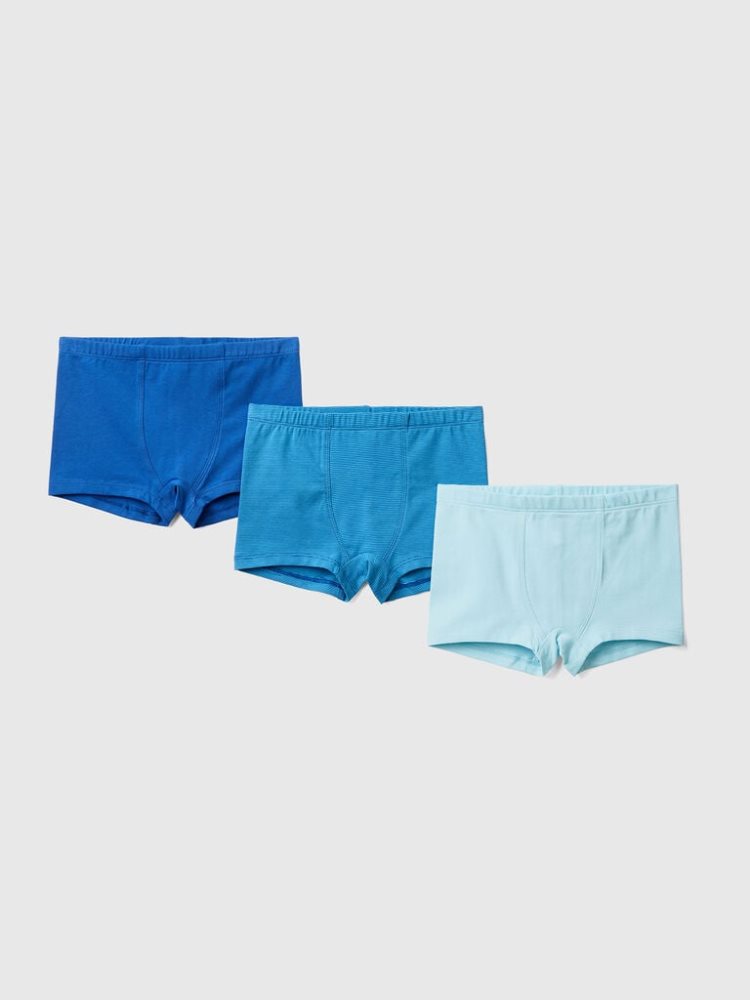 Benetton Three Pairs Of Stretch Katoenen Boxers Kinderen Blauw | BE616394