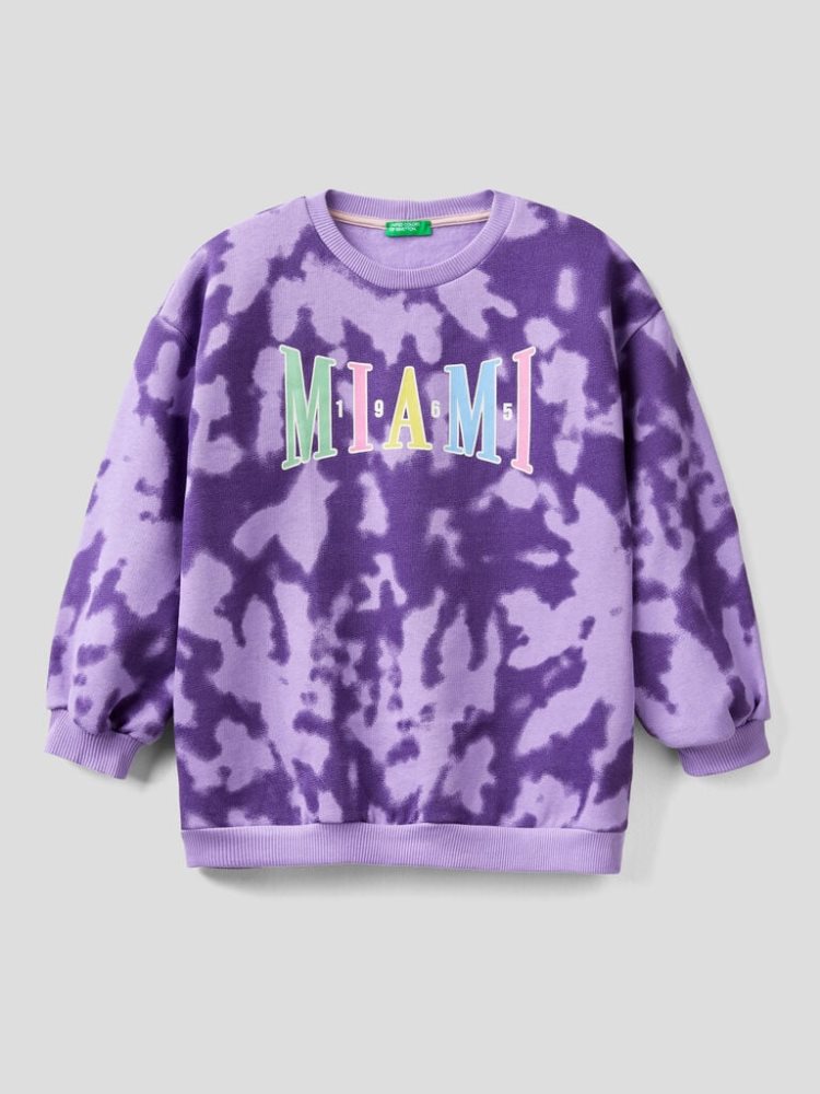 Benetton Tie-dye Long Sleeve Sweatshirt Kinderen Violet | BE422325