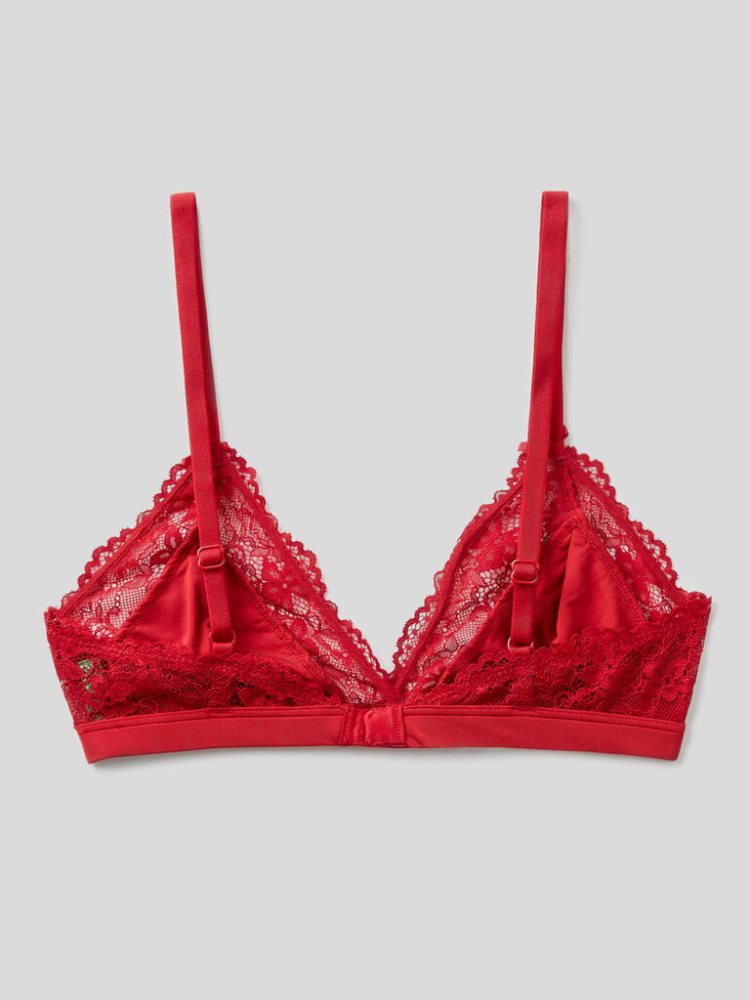 Benetton Triangle Charmeuse Kanten BH Dames Rood | BE758370