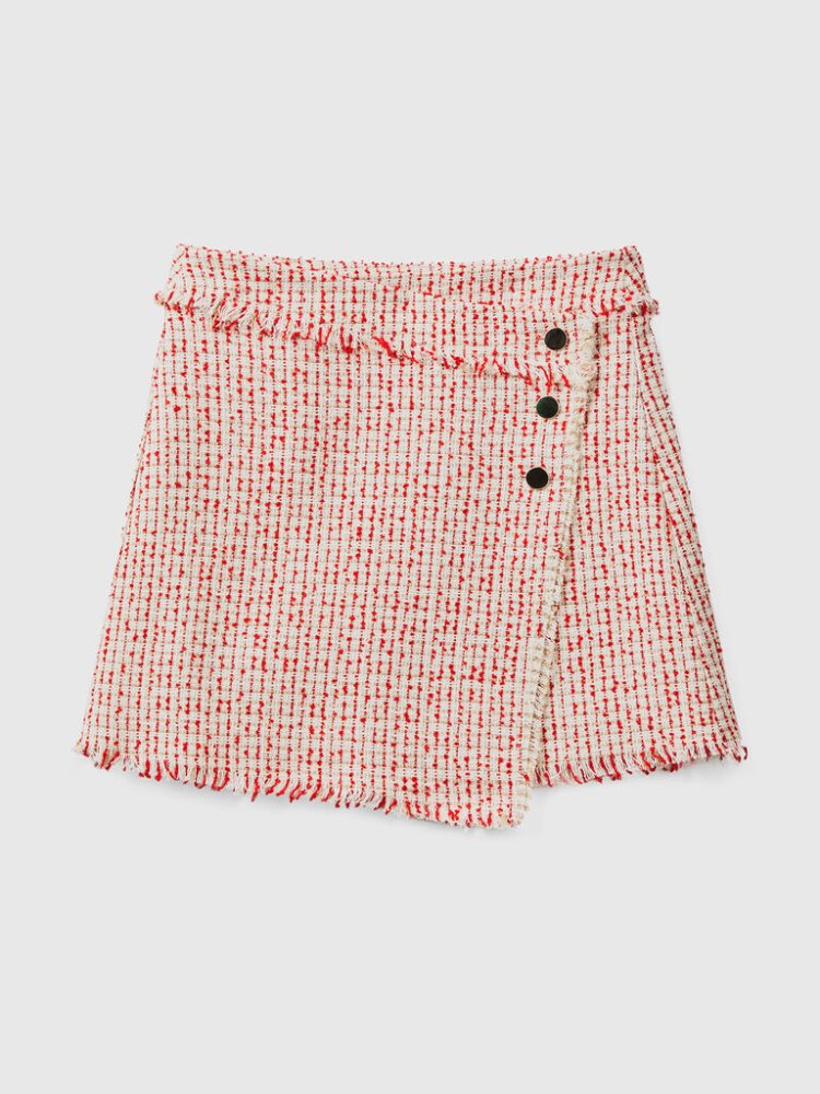 Benetton Tweed Mini Rokken Dames Rood | BE254505