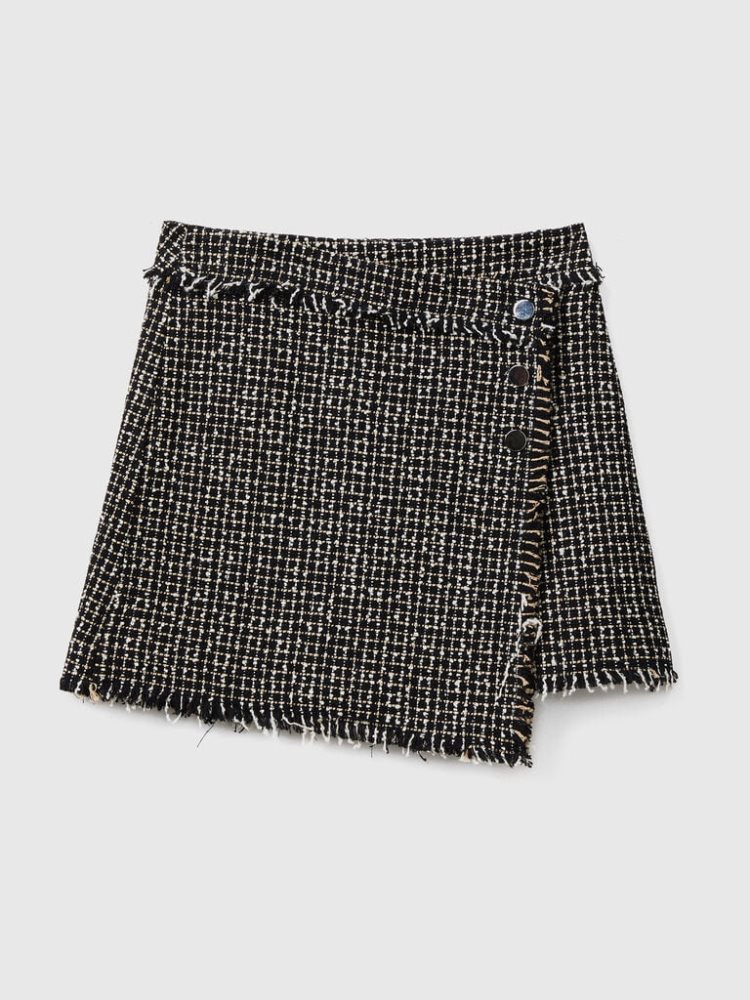 Benetton Tweed Mini Rokken Dames Zwart | BE687712