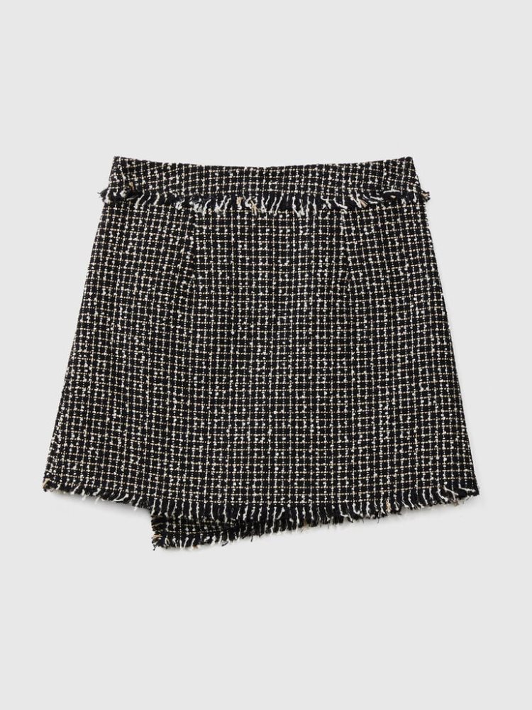 Benetton Tweed Mini Rokken Dames Zwart | BE687712